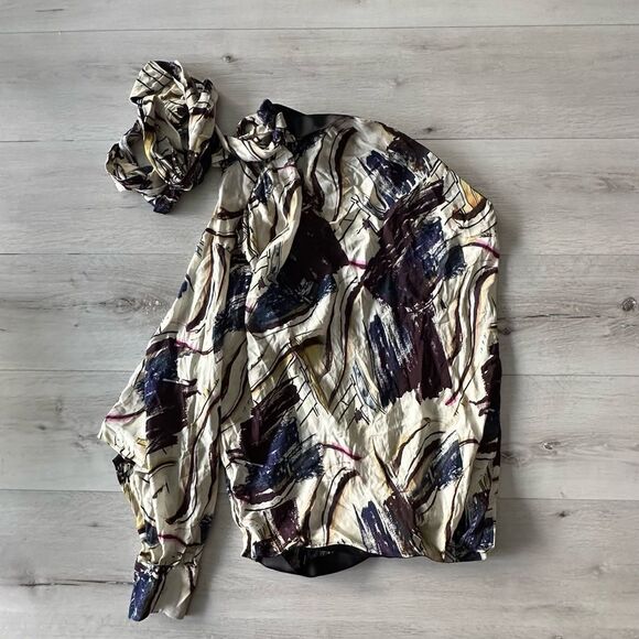 Zara Printed Asymmetric‎ Blouse LIMITED EDITION Multi Color M NWT - Picture 7 of 8